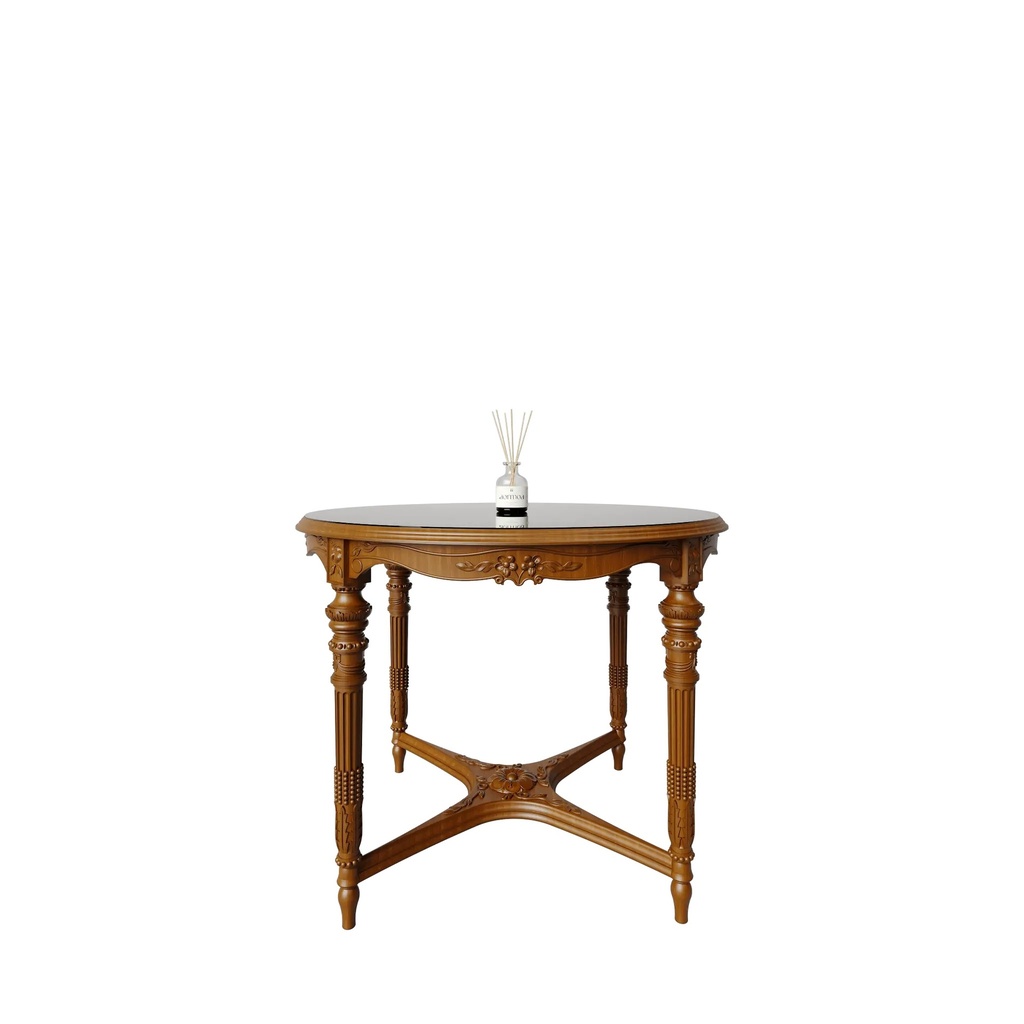 میز غذاخوری گرد هدیش ماندگار 4 نفره صفحه پلیمری و شیشه