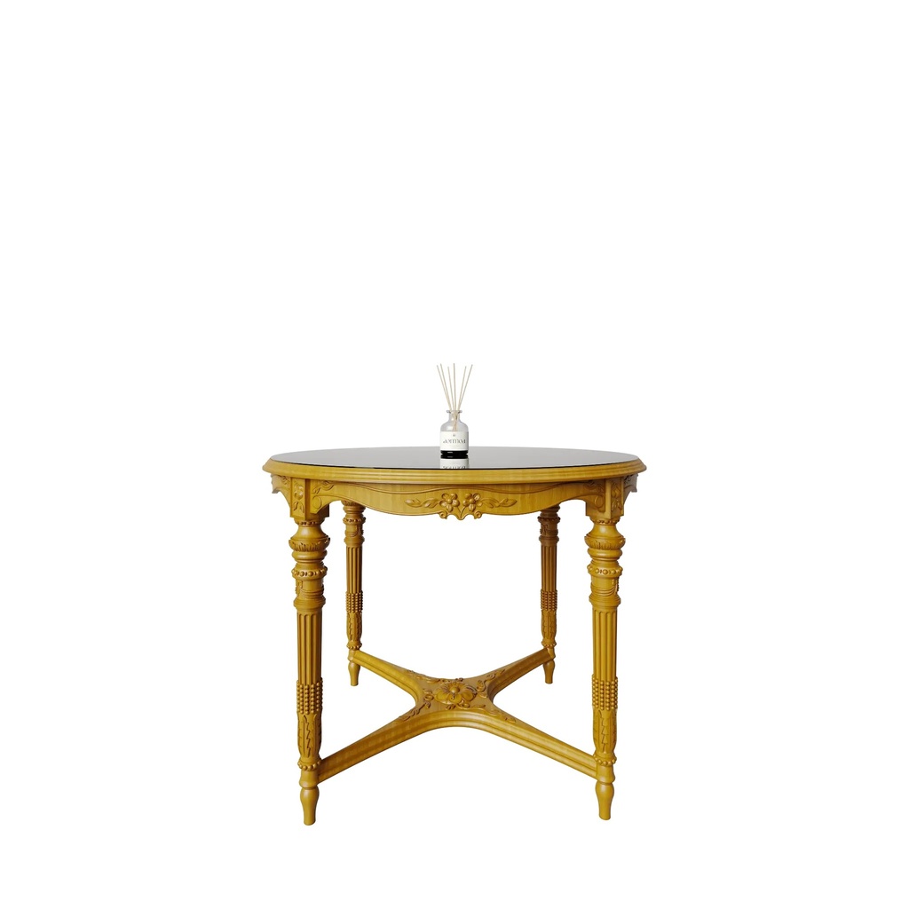 میز غذاخوری گرد هدیش ماندگار 4 نفره صفحه پلیمری و شیشه