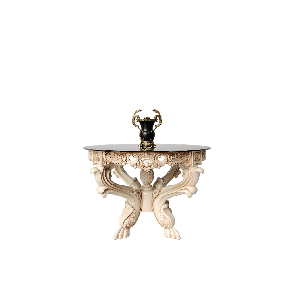 میز غذاخوری ماندگار شاهکار گرد 4 نفره صفحه شیشه