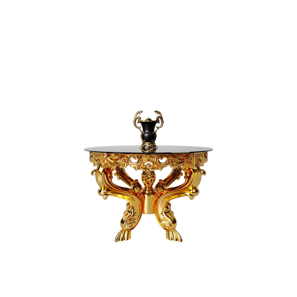 میز غذاخوری ماندگار شاهکار گرد 4 نفره صفحه شیشه