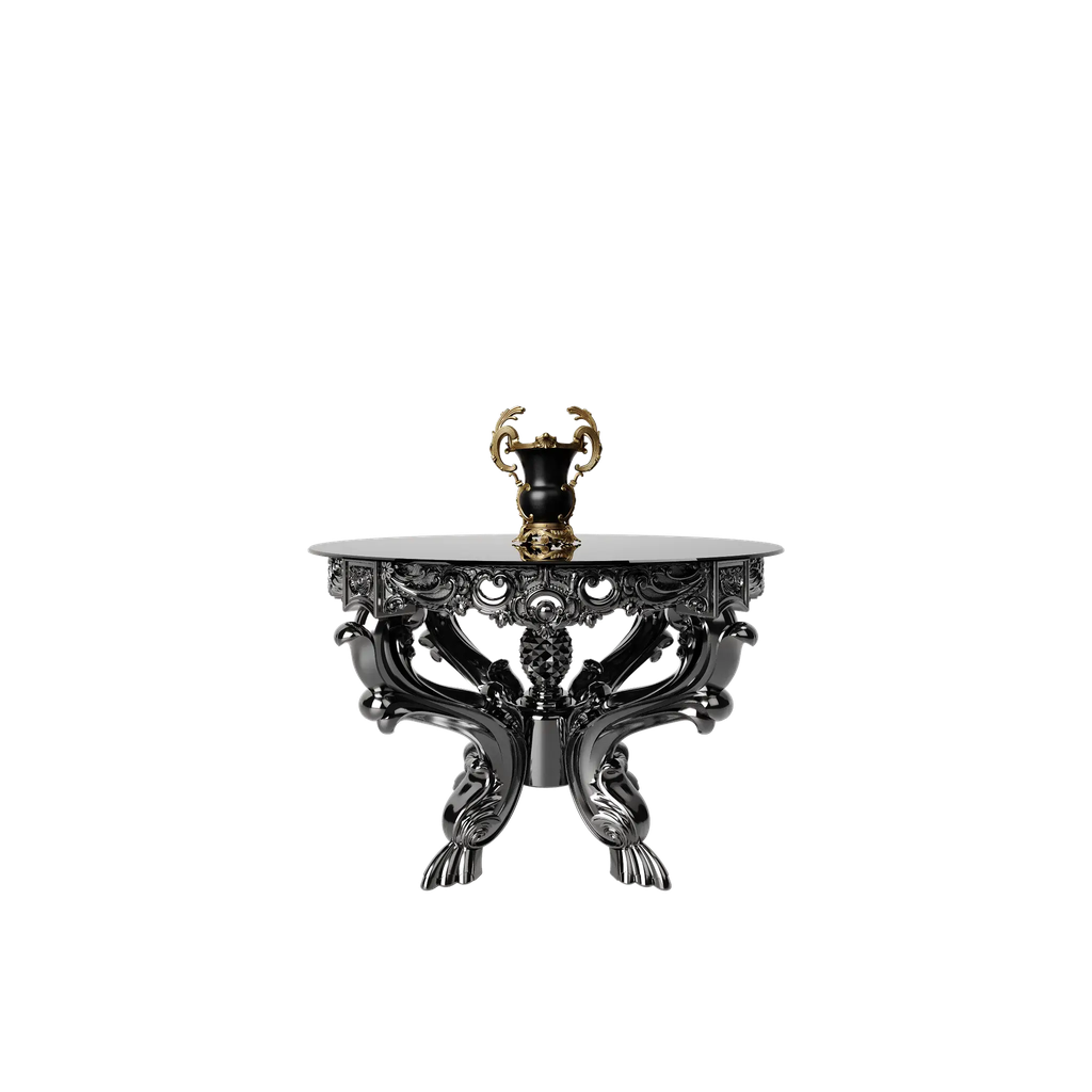 میز غذاخوری ماندگار شاهکار گرد 4 نفره صفحه شیشه