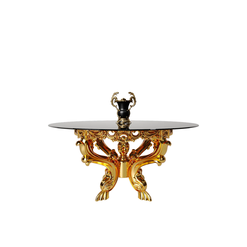 میز غذاخوری ماندگار شاهکار گرد 8 نفره صفحه شیشه