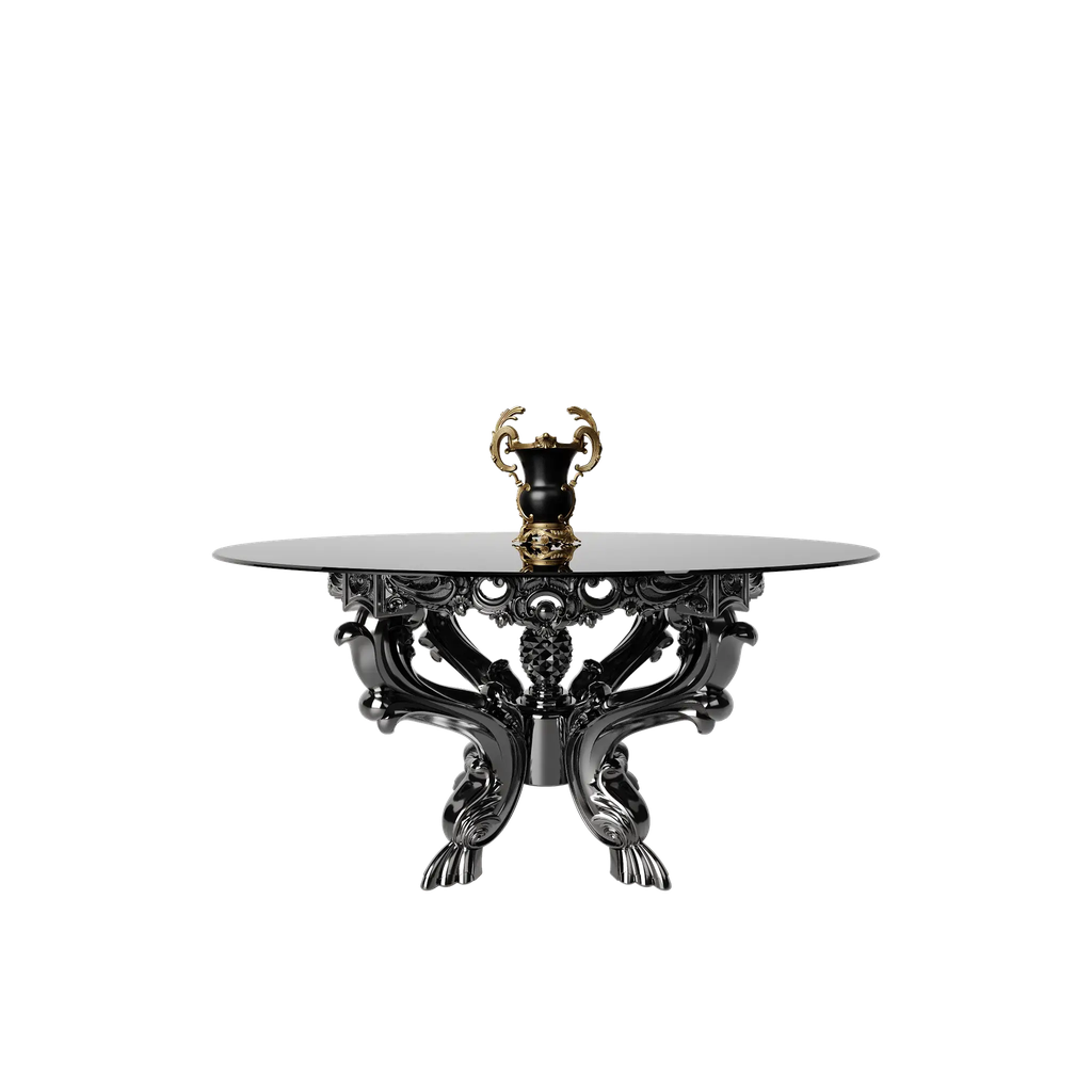 میز غذاخوری ماندگار شاهکار گرد 8 نفره صفحه شیشه