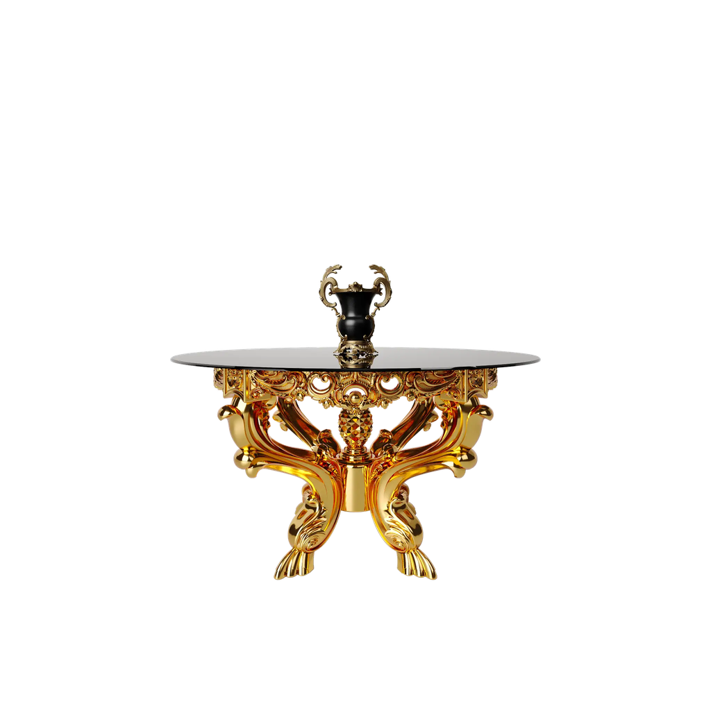 میز غذاخوری ماندگار شاهکار گرد 6 نفره صفحه شیشه