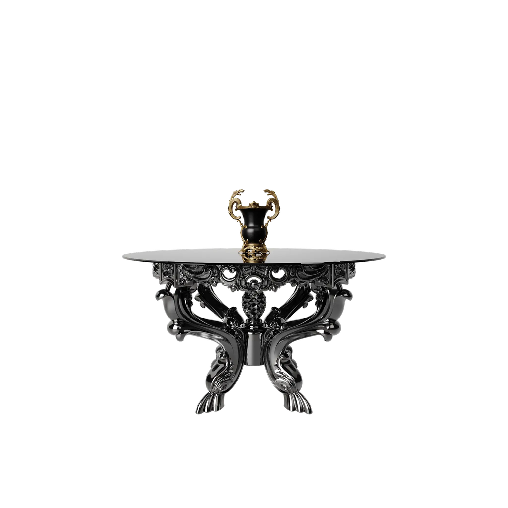 میز غذاخوری ماندگار شاهکار گرد 6 نفره صفحه شیشه