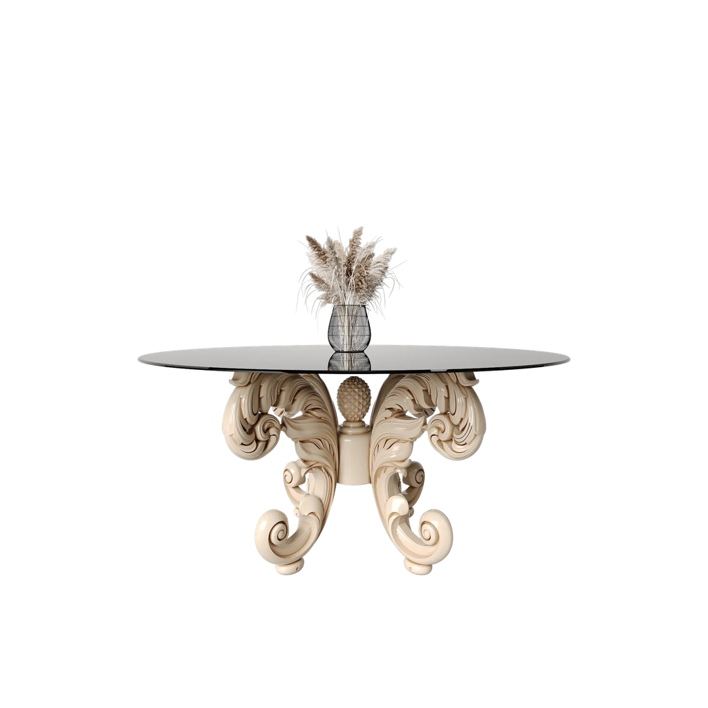 میز غذاخوری گرد 8 نفره نیلا شیشه سفید