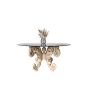 میز غذاخوری گرد 8 نفره نیلا شیشه سفید