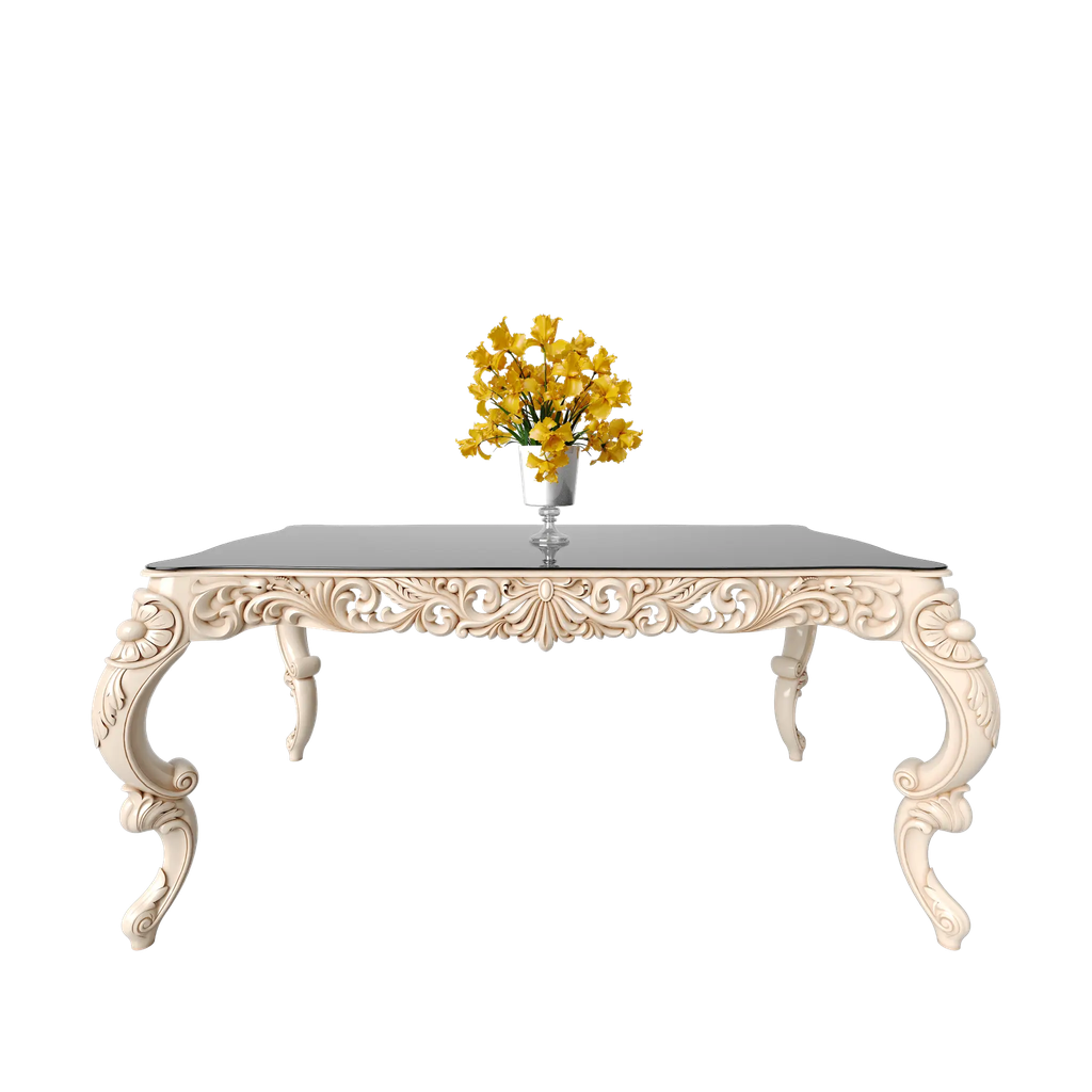 میز غذاخوری ماندگار آمور مستطیل 6 نفره صفحه mdf و شیشه