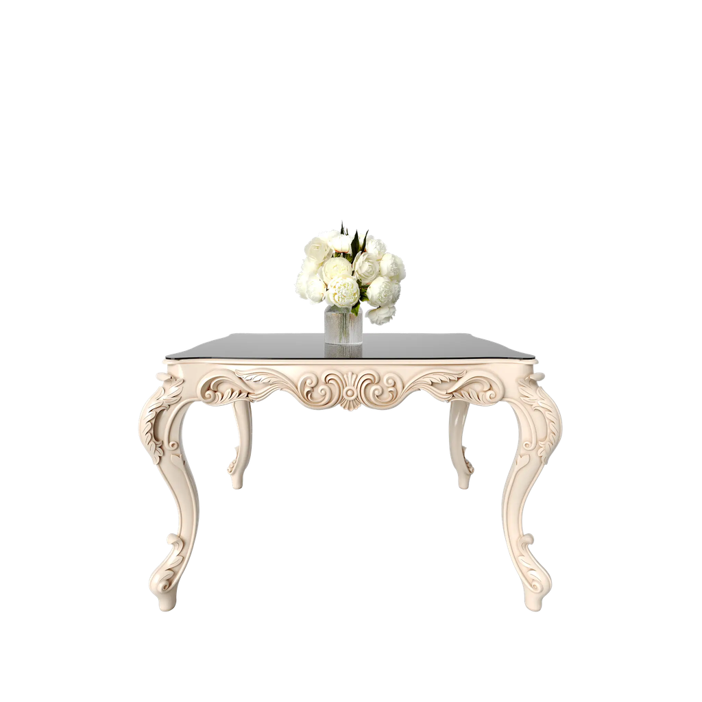 میز غذاخوری ماندگار روبینا مستطیل 4 نفره صفحه شیشه چاپی 8 میل