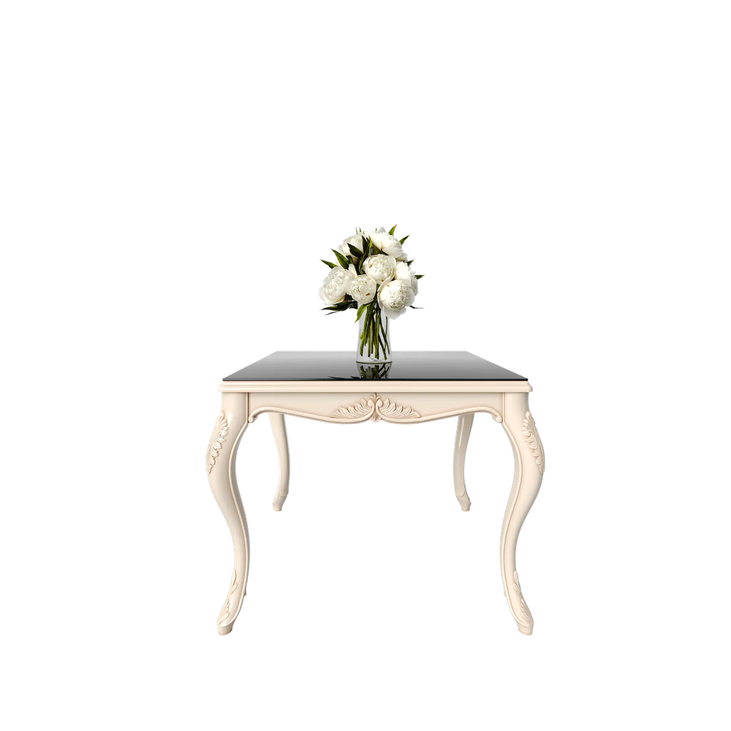 میز غذاخوری مربع نگار صفحه شیشه چاپی 8 میل