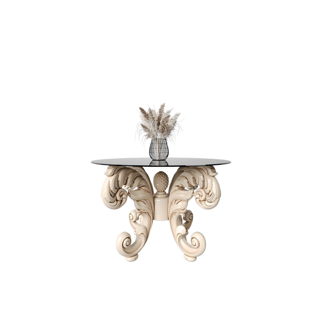 میز غذاخوری گرد نیلا 4 نفره شیشه سفید