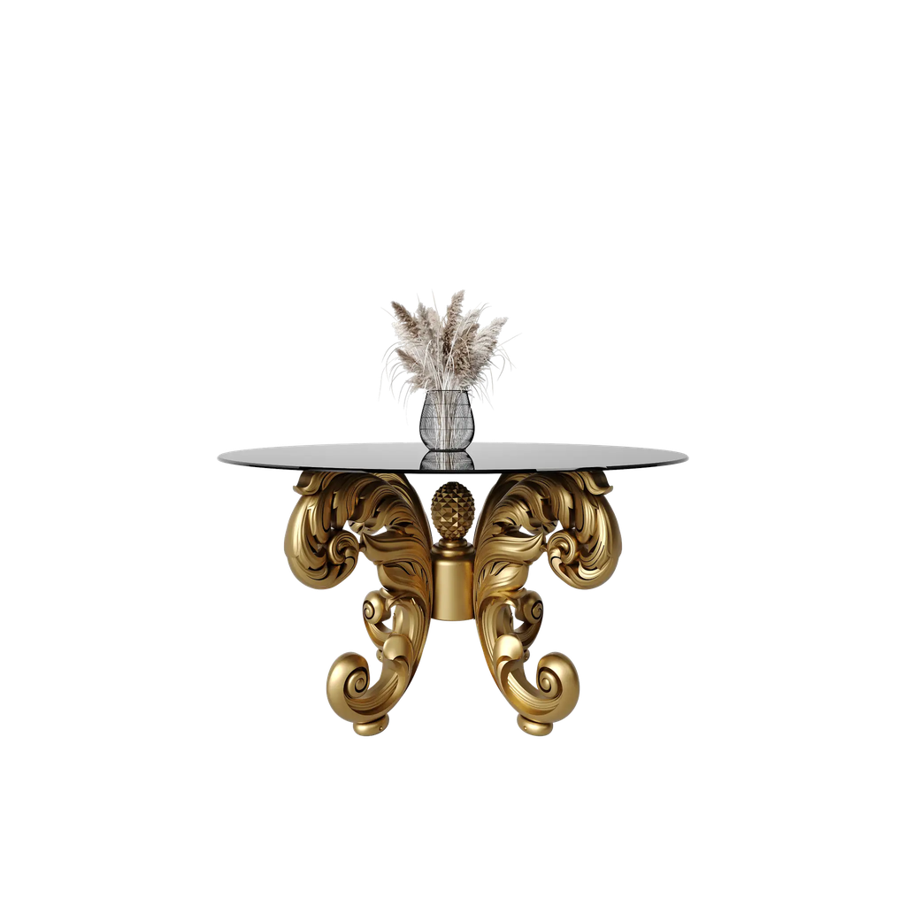 میز غذاخوری گرد نیلا 6 نفره  شیشه سفید