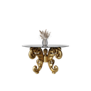 میز غذاخوری گرد نیلا 6 نفره  شیشه سفید