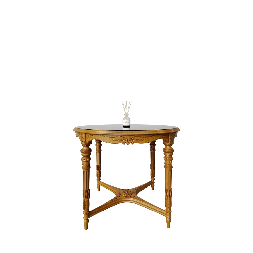 میز غذاخوری گرد هدیش ماندگار 4 نفره صفحه پلیمری و شیشه